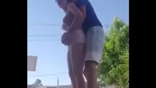 BIg boob girl having fun with her bf in public